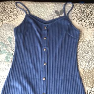 blue dress slit at the bottom never worn !